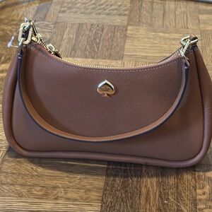Kate Spade Brown Shoulder Bag with Silver Hardware